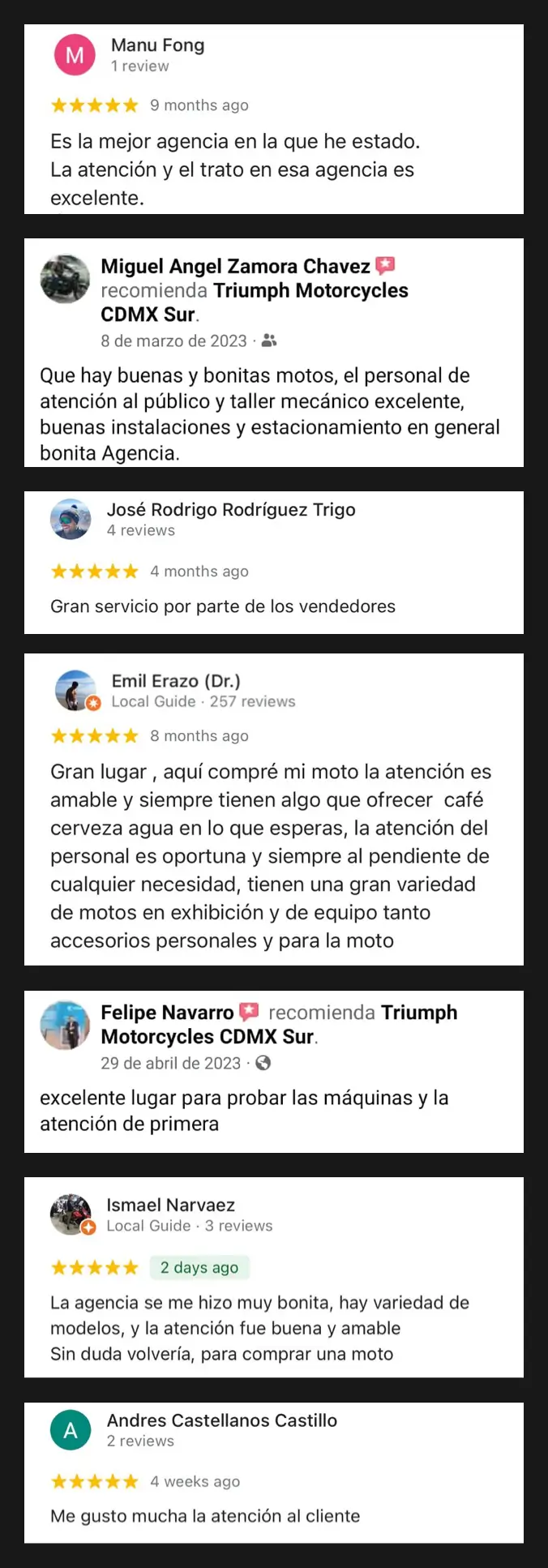 ReseÃ±as de nuestros clientes